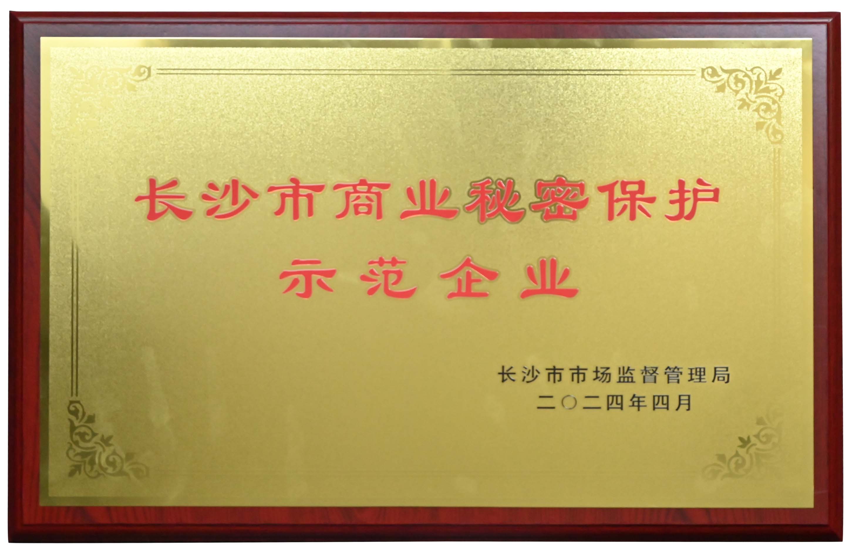 長沙市商業(yè)秘密保護(hù)示范企業(yè)